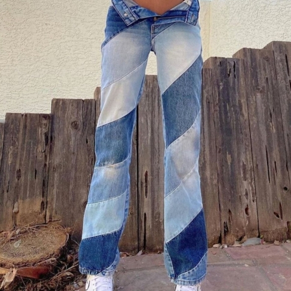 Revice Denim Patchwork High Waist Straight Leg Jeans Size 24 | Y2K Vintage Style - Picture 3 of 15
